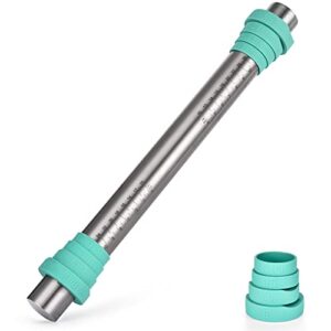 u-taste 18/8 stainless steel 16 inch adjustable rolling pin with silicone removable thickness rings, nonstick kitchen roller pin for baking cookies pastry pizza pasta dough fondant (teal/aqua sky)