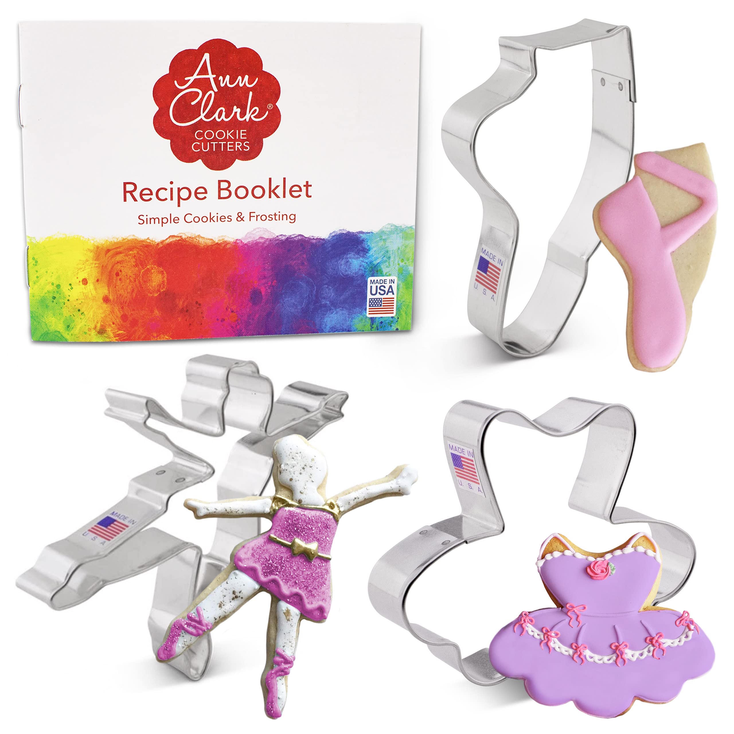 Ballet/Dance Cookie Cutters 3-Pc. Set Made in USA by Ann Clark, Tutu, Ballet Shoe, Ballerina