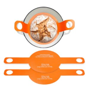 dongzhur 2 pieces silicone baking mat for dutch oven bread baking - long handles for gentler, safer & easier transfer of dough - easy to clean