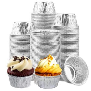 dhieong aluminum foil ramekins little, foil cups [150 pack] ramekins muffin cups durable quality disposable ramekins, 4 oz disposable baking cups for cupcake tart,pudding,appetizer