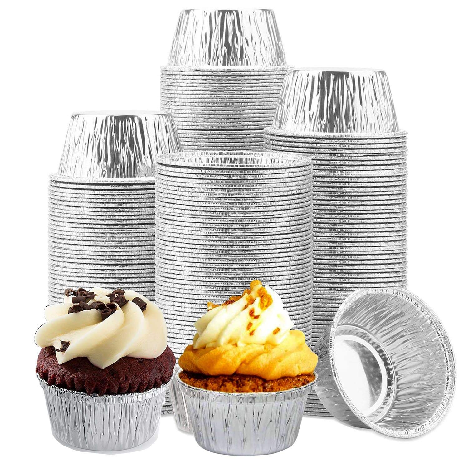 Dhieong Aluminum Foil Ramekins Little, Foil Cups [150 Pack] Ramekins Muffin Cups Durable Quality Disposable Ramekins, 4 oz Disposable Baking Cups for Cupcake Tart,Pudding,Appetizer