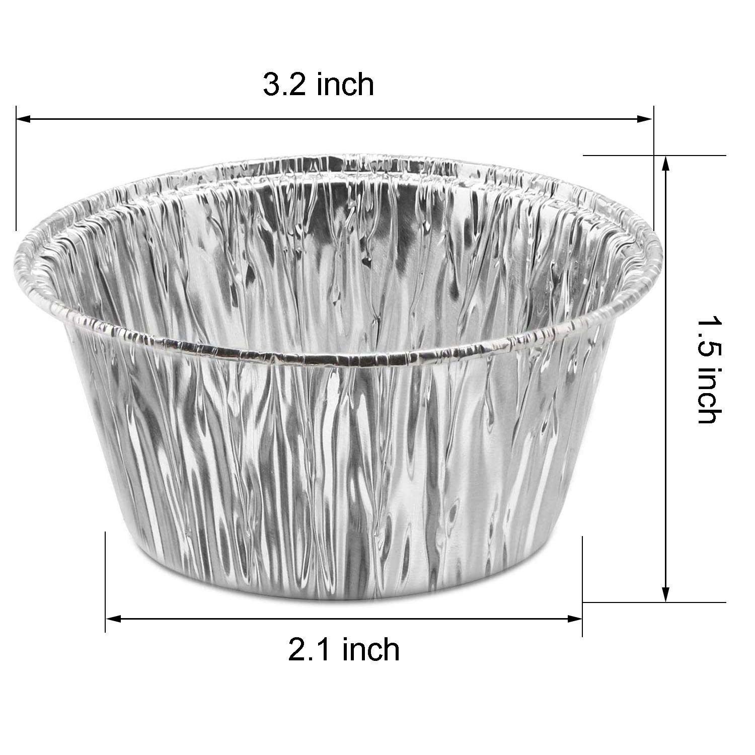 Dhieong Aluminum Foil Ramekins Little, Foil Cups [150 Pack] Ramekins Muffin Cups Durable Quality Disposable Ramekins, 4 oz Disposable Baking Cups for Cupcake Tart,Pudding,Appetizer