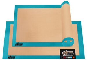 gorilla grip non stick silicone baking mat sheet, 2 pack, reusable cookie sheets liner, heat resistant, no oil greasing needed, kitchen oven essentials, food grade and bpa free, half sheet, turquoise
