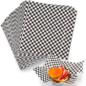 200 sheets wax deli paper sheets for food 12 x 12 inch checkered dry waxed deli paper sheet for sandwich paper liner, food basket liners, food wrapping, black-white