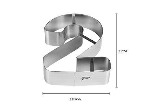 Ateco Extra Large Number Cake Mold and Cutter, 2, 11-inches Tall, Silver