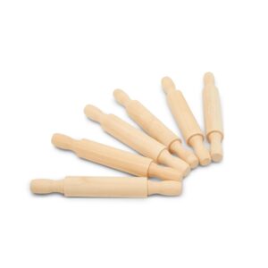 wooden mini rolling pin, 5 inches long, pack of 6, great for in the kitchen, play-doh, crafting and imaginative play, by woodpeckers