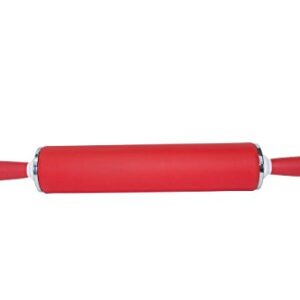 DoughEZ 21.5-Inch Non-Stick Silicone Rolling Pin with Contoured Handles, Dishwasher Safe, BPA Free, Red