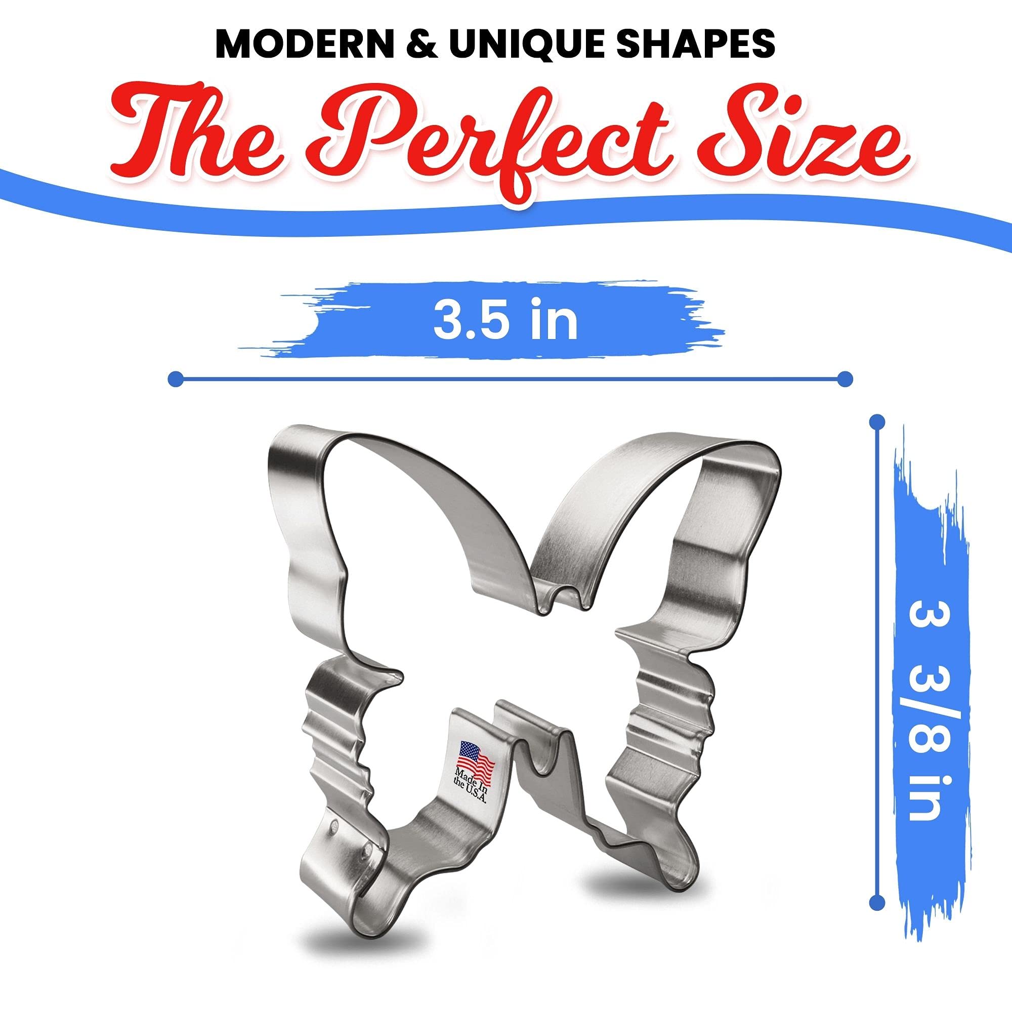 Butterfly Tin Cookie Cutter - Foose Cookie Cutters - US Tin Plate Steel (4.5 Inch)