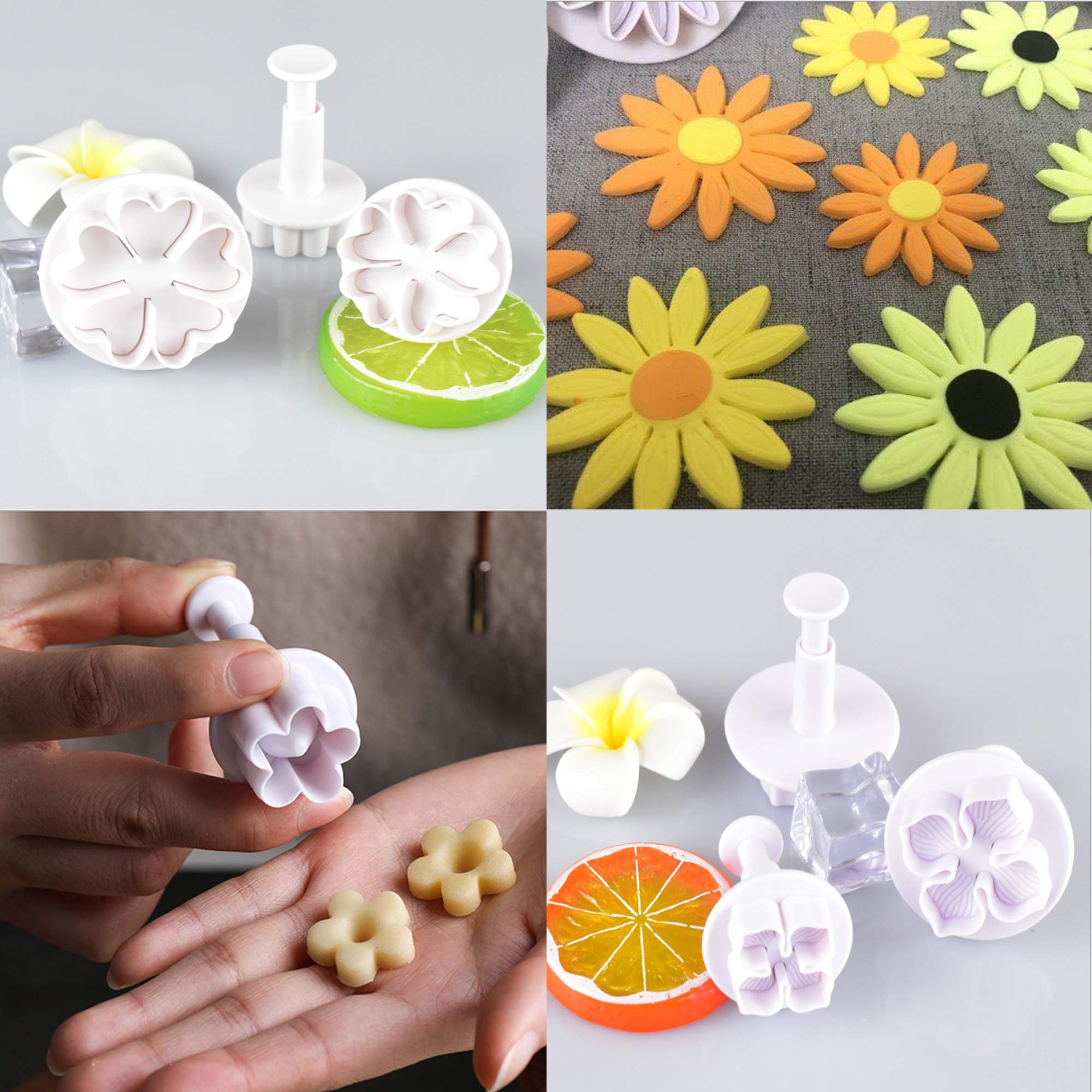Cookie Cutters Plunger Cutter Cake Decorating Supplies Fondant Molds White Daisy Hydrangea Five-petaled Flowers Lucky Grass Four-petaled Flowers Love Five-petaled