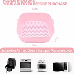 Umintzkss 2PCS Air Fryer Silicone Liners 8.5 inch, Reusable Air Fryer Liner Replacement for Paper Liner, Non-Stick Airfryer Liner Silicone, Multipurpose for Air Fryer, Oven, Steamer Pot (Pink, Blue)