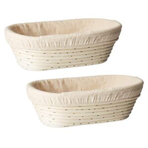 7 inch premium oval banneton basket with liner perfect rattan brotform dough proofing baskets for making beautiful bread set of 2