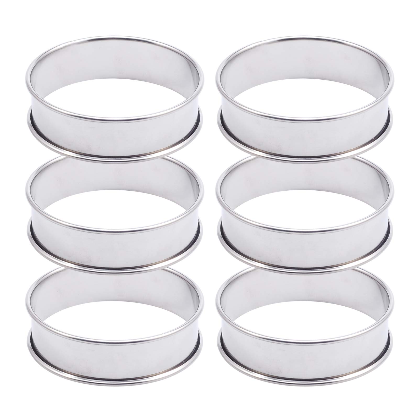 6 Pack 4" Double Rolled Cake Crumpet Tart Rings Mold Stainless Steel Round Crumpet Rings for Baking Dessert Ring Tools, Heat-Resistant Metal English Muffin Rings for Home Food Baking Tool