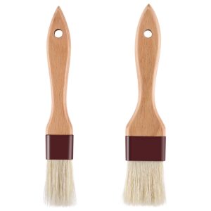1 inch & 1.5 inch pastry brush natural boar bristle basting brush kitchen oil brush with beech wooden handle and hanging rope string grill bbq sauce baster baking cooking marinade brushes (pack of 2)
