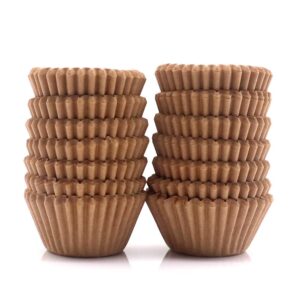 mini cupcake liners 300-count natural baking paper cups 1.25 inch greaseproof disposable muffin liners for baking muffin and cupcake, natural color