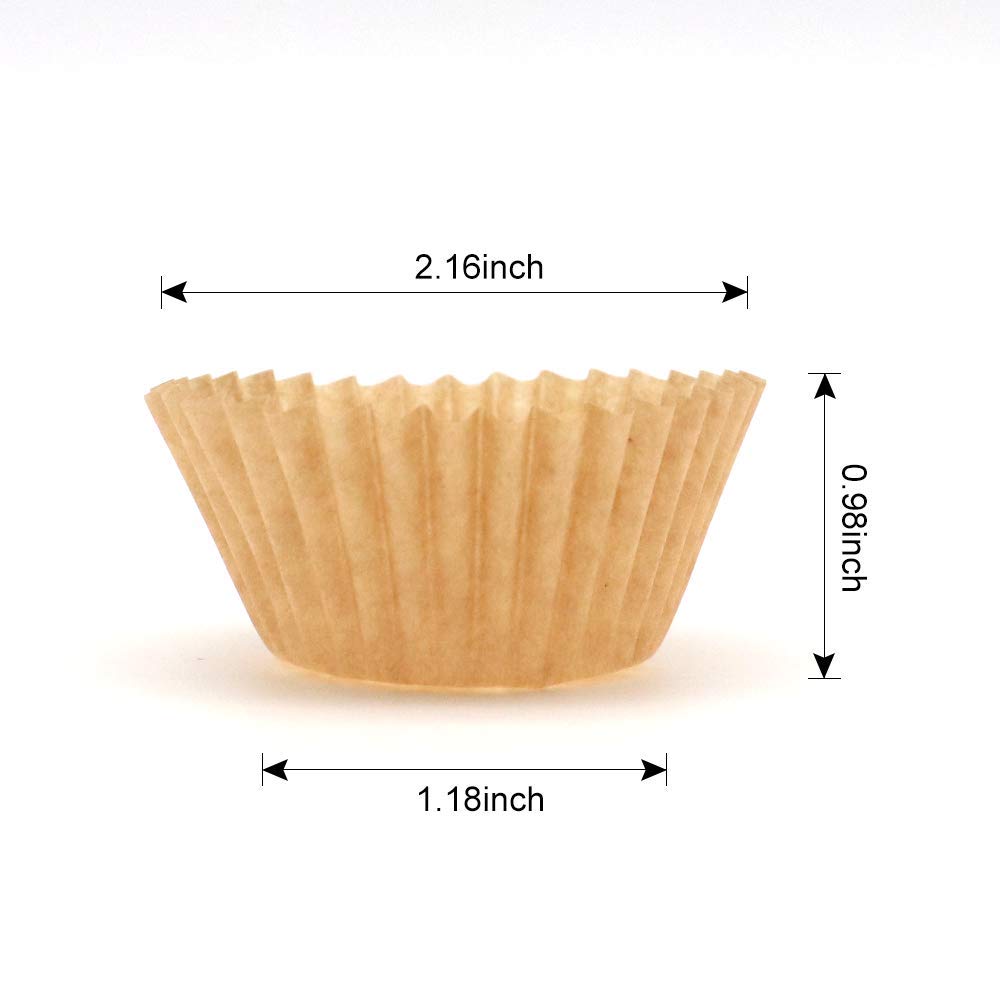 Mini Cupcake Liners 300-Count Natural Baking Paper Cups 1.25 Inch Greaseproof Disposable Muffin Liners for Baking Muffin and Cupcake, Natural Color