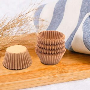 Mini Cupcake Liners 300-Count Natural Baking Paper Cups 1.25 Inch Greaseproof Disposable Muffin Liners for Baking Muffin and Cupcake, Natural Color