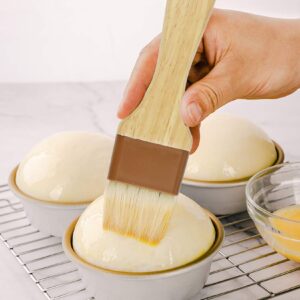 6 Pieces Pastry Brushes Basting Oil Brush with Boar Bristles and Beech Hardwood Handles for Spreading Butter Cooking Baking BBQ Oil Brush(1 inch, 1.6 inch, 3 inch)