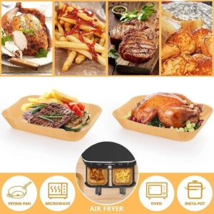 Air Fryer Liners, 100PCS Disposable Rectangle Air Fryer Parchment Paper Liners for All 8QT-10QT Dual Basket Fryer, 8.6''x5.5'' Baking Paper, Air Fryer Accessories for Ninja DZ201 DZ401(Free Oil Brush)