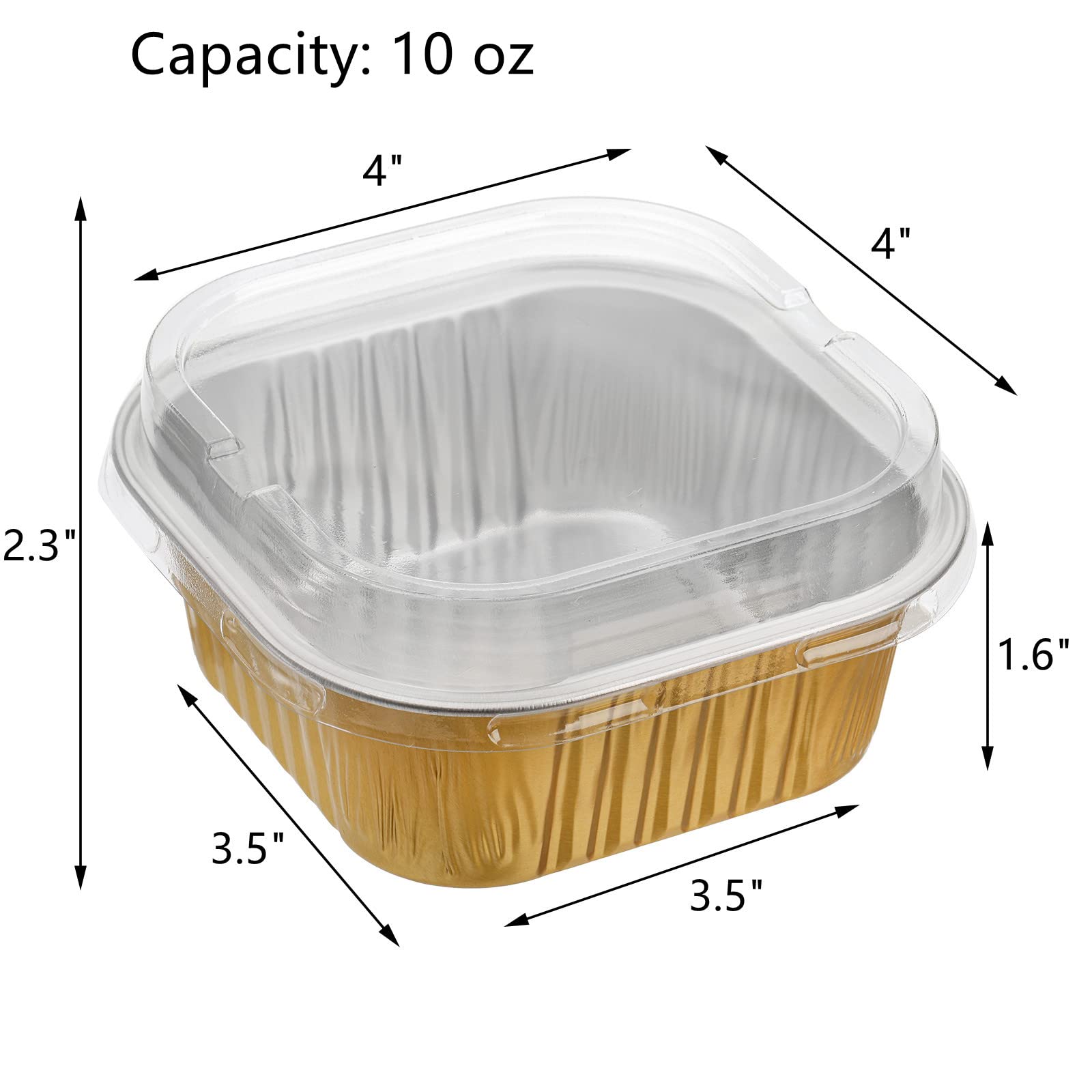 ZEAYEA 60 Pcs 10 oz Aluminum Foil Baking Cups with Lids, Disposable Foil Ramekins Cupcake Containers, Cupcake Muffin Liners Cups for Wedding Christmas Birthday Party