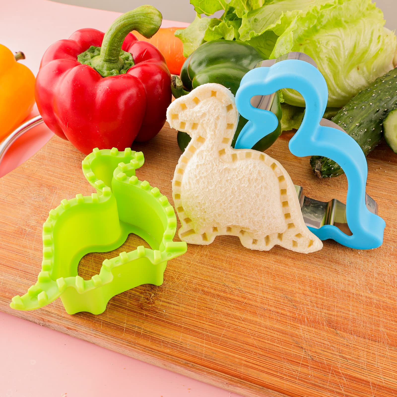 Sandwich Cutter and Sealer for Kids Large Bread Sandwich Decruster Pancake Maker 10PCS Fruits Cookies Vegetables Shaped Cutters for Kids Lunch Bento Box Dinosuar Mickey Heart Star flower