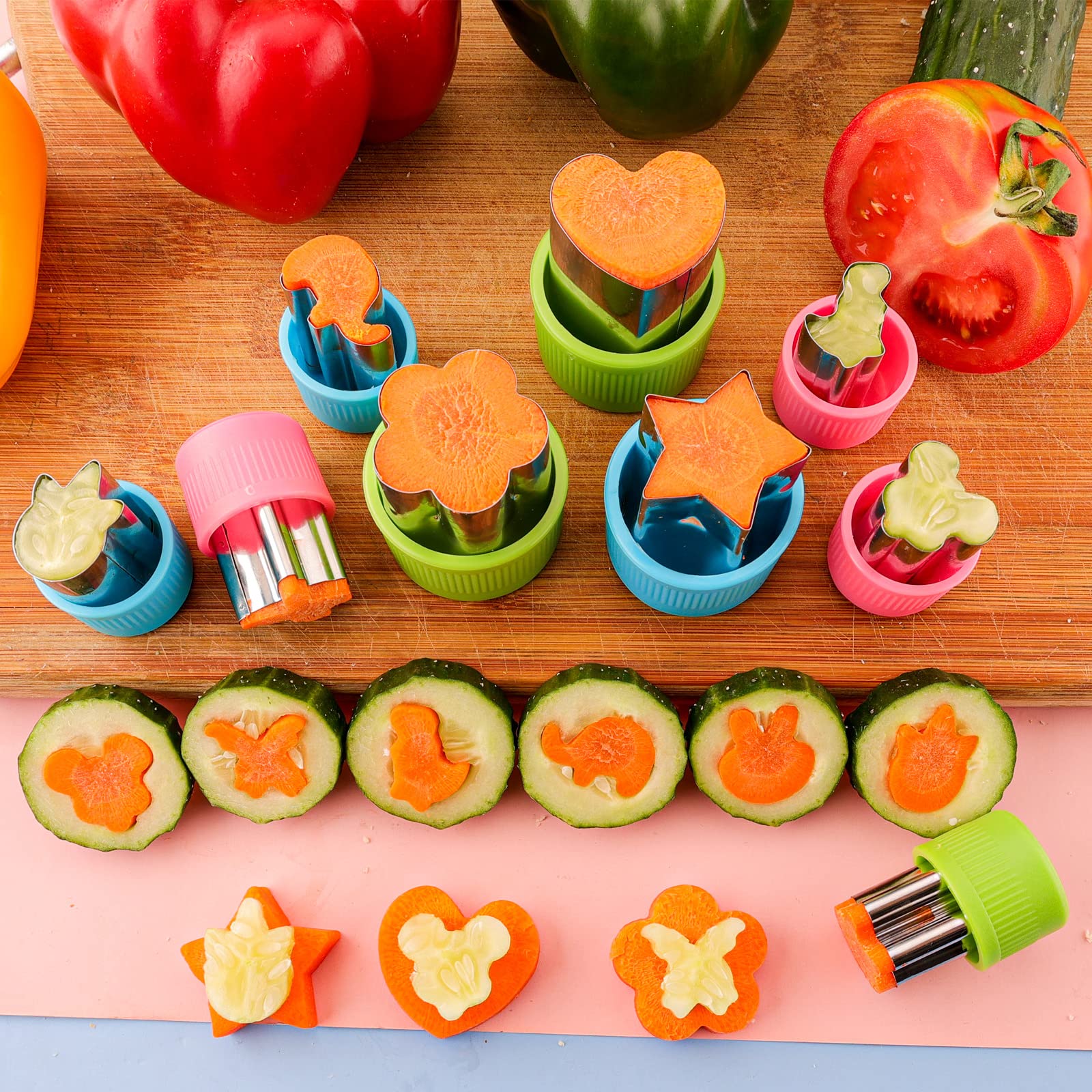 Sandwich Cutter and Sealer for Kids Large Bread Sandwich Decruster Pancake Maker 10PCS Fruits Cookies Vegetables Shaped Cutters for Kids Lunch Bento Box Dinosuar Mickey Heart Star flower