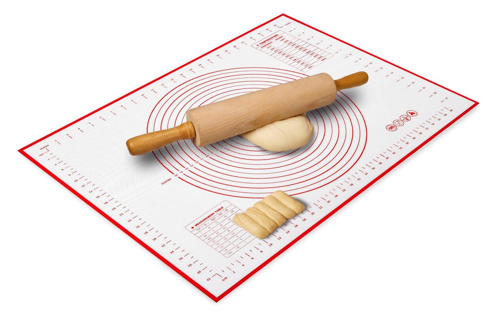 Silicone Baking Mat with Measurements 17 x 25 Inch, Food-Grade Non-Stick Pastry Rolling Sheet