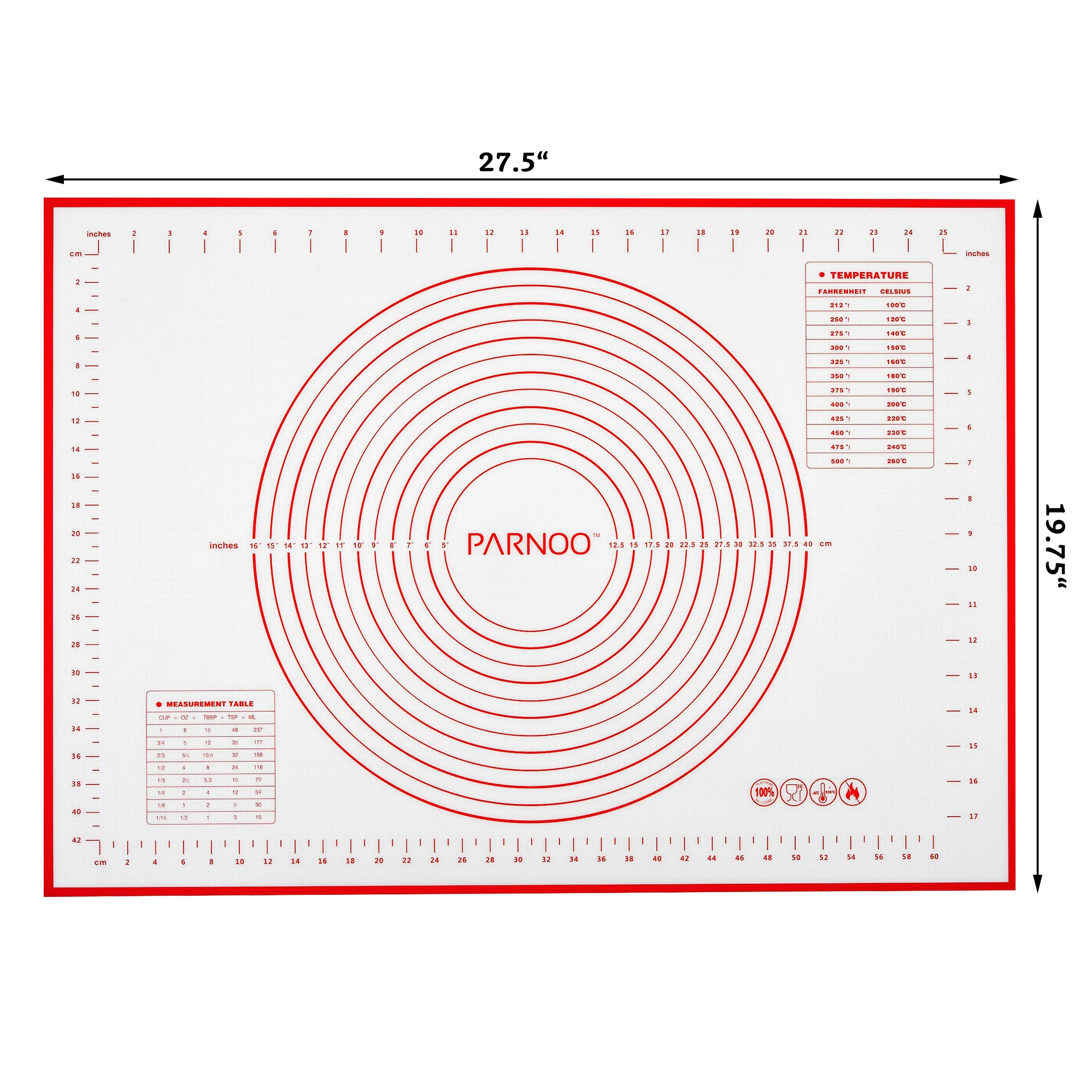 Silicone Baking Mat with Measurements 17 x 25 Inch, Food-Grade Non-Stick Pastry Rolling Sheet