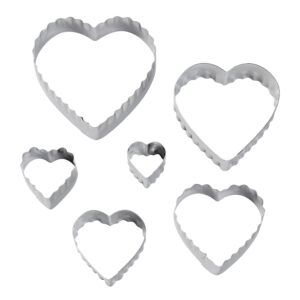 Wilton 6-Piece Nesting Fondant Double Sided Cut Out Cutters, Hearts,Silver