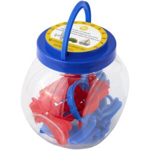 boy's plastic cookie cutters in a plastic jar, 12 designs