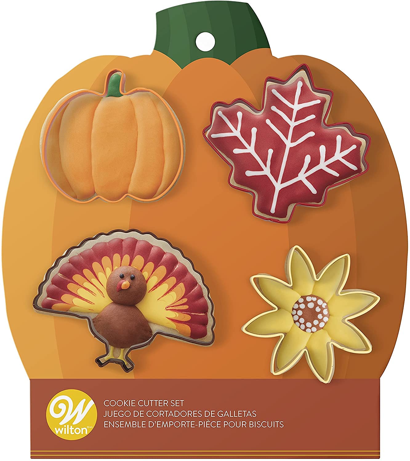 Metal Cookie Cutter Set 4/Pkg-Pumpkin, Leaf, Sunflower, Turkey