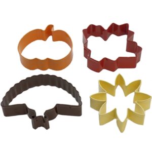 Metal Cookie Cutter Set 4/Pkg-Pumpkin, Leaf, Sunflower, Turkey