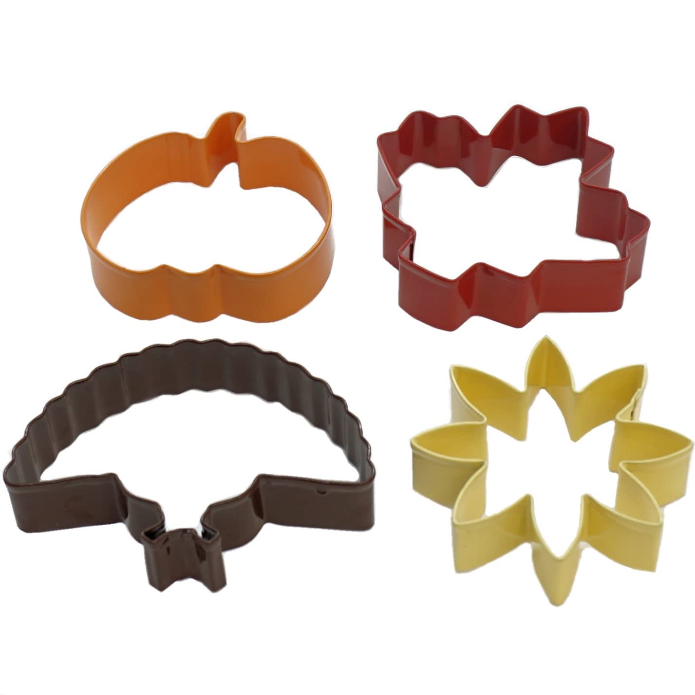 Metal Cookie Cutter Set 4/Pkg-Pumpkin, Leaf, Sunflower, Turkey