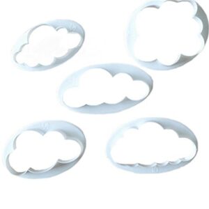 LOKMAN Set of 5 Fluffy Fondant Cloud Cutter, Gum Paste Cutter,Cookie Cake Mold Fondant Cutter, Sugar Craft, Fondant Decorating Tools (Cloud)