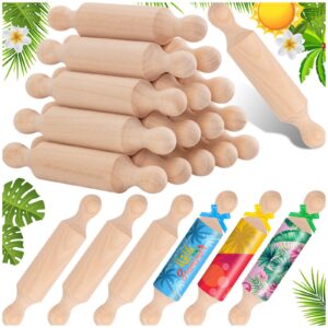 20pcs mini rolling pins for crafts, small wooden dough roller for children in the kitchen baking and imaginative play, wooden tiered tray decorative for halloween and christmas presents (4.1 inches)