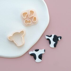 2pcs polymer clay cutters for earrings, plastic clay cutters for polymer clay jewelry, milk and cow clay earring cutters for polymer clay, clay earring making kit and polymer clay earring kit