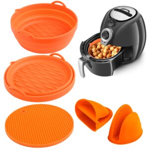 kitchentastic silicone air fryer accessories. reusable air fryer liners silicone replaces parchment paper for air fryers. 7.5in air fryer pans fit 3-5qt airfryers. easy to clean air fryer silicone pot