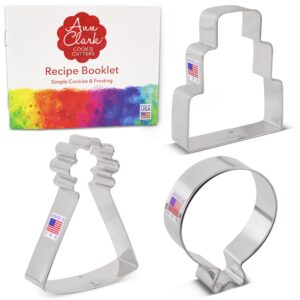 Birthday Cookie Cutters 3-Pc. Set Made in USA by Ann Clark, Birthday Cake, Birthday Hat, Balloon