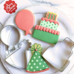 Birthday Cookie Cutters 3-Pc. Set Made in USA by Ann Clark, Birthday Cake, Birthday Hat, Balloon