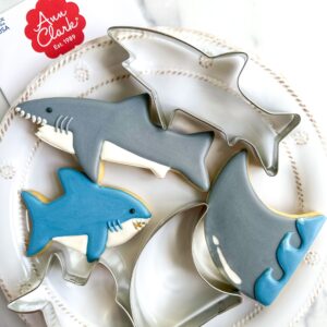 shark cookie cutters 3-pc. set made in usa by ann clark, baby shark, shark fin, great white shark