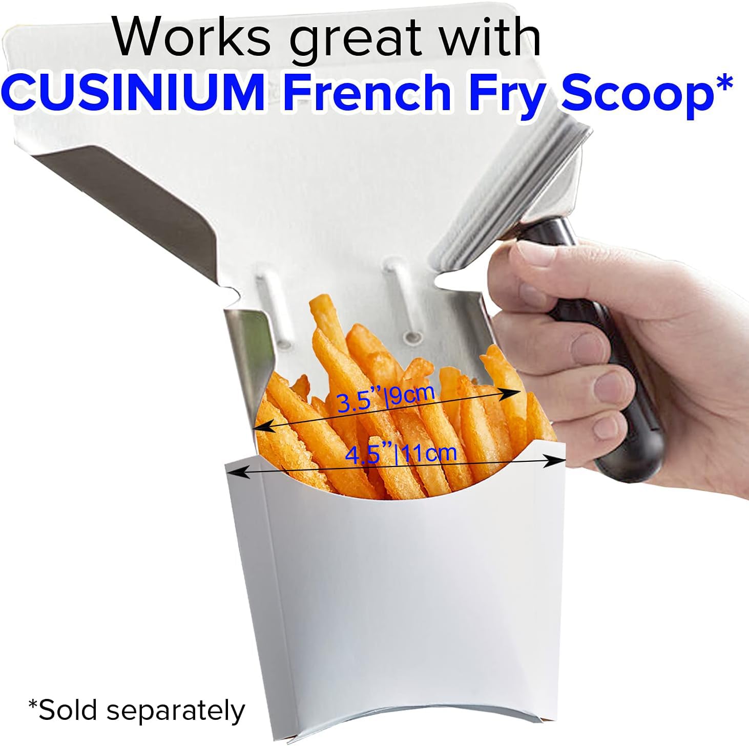 CUSINIUM [4 oz 50-Pack Small White French Fry Containers - Disposable French Fries Holders