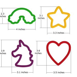 Iconikal Grip Cookie Cutters, Unicorn, Rainbow, Heart, Star, 4-Pack Set