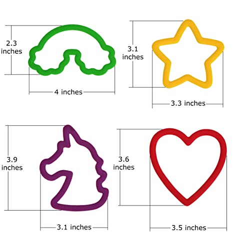 Iconikal Grip Cookie Cutters, Unicorn, Rainbow, Heart, Star, 4-Pack Set
