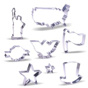 4th of july cookie cutter set - 8 piece - stainless steel
