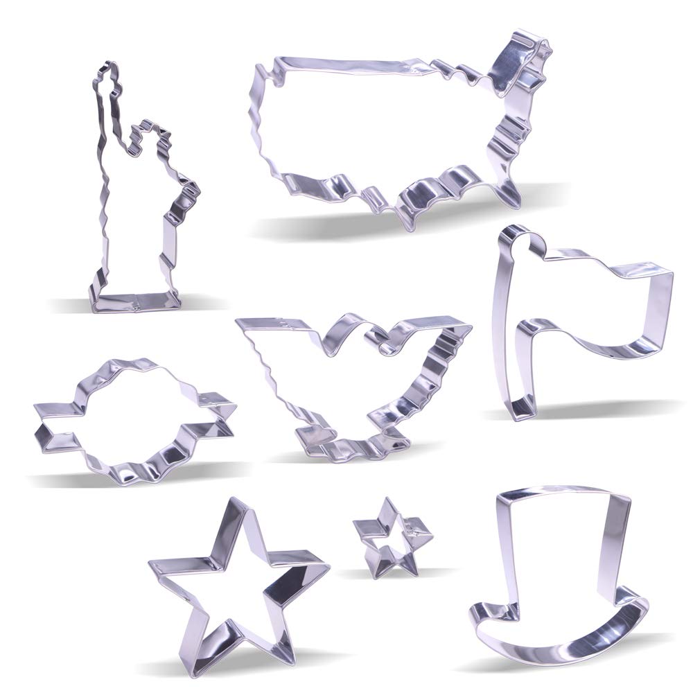 4th of July Cookie Cutter Set - 8 Piece - Stainless Steel