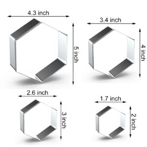 Hexagon Cookie Cutter Set Large - 5 Inch, 4 Inch, 3 Inch, 2 Inch - Honeycomb Geometric Cookie Cutters Shapes Molds - Stainless Steel