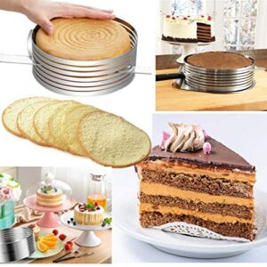 Oranlife Cake Leveler Slicer, Adjustable Round Cake Rings, Cake cutter, 7 Layer Stainless Steel Cake Slicing Accessories, 9.8-12.2 inch