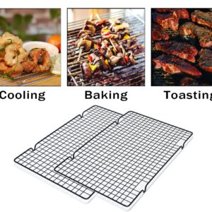 VNIMTI Cooling Rack 2 Sets, Cookie Cooling Wire Racks for Cooking, Baking, Roasting, Grilling, Drying, Oven Safe Grill Rack, 16" * 10" Small Squares Grids