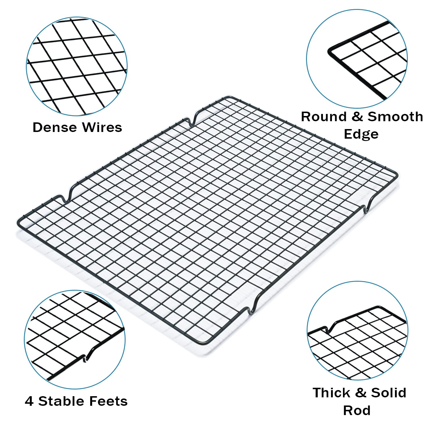 VNIMTI Cooling Rack 2 Sets, Cookie Cooling Wire Racks for Cooking, Baking, Roasting, Grilling, Drying, Oven Safe Grill Rack, 16" * 10" Small Squares Grids