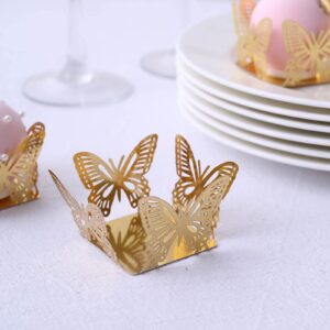 Efavormart 50 Pack | 4" Mini Metallic Gold Butterfly Truffle Cup Dessert Liners, Square Cupcake Tray Wrappers - 225GSM