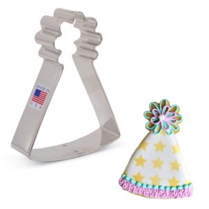 birthday/party hat cookie cutter, 4" made in usa by ann clark